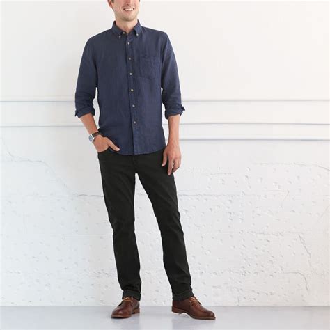 blue shirt brown pants black shoes|black pants brown shoes casual.